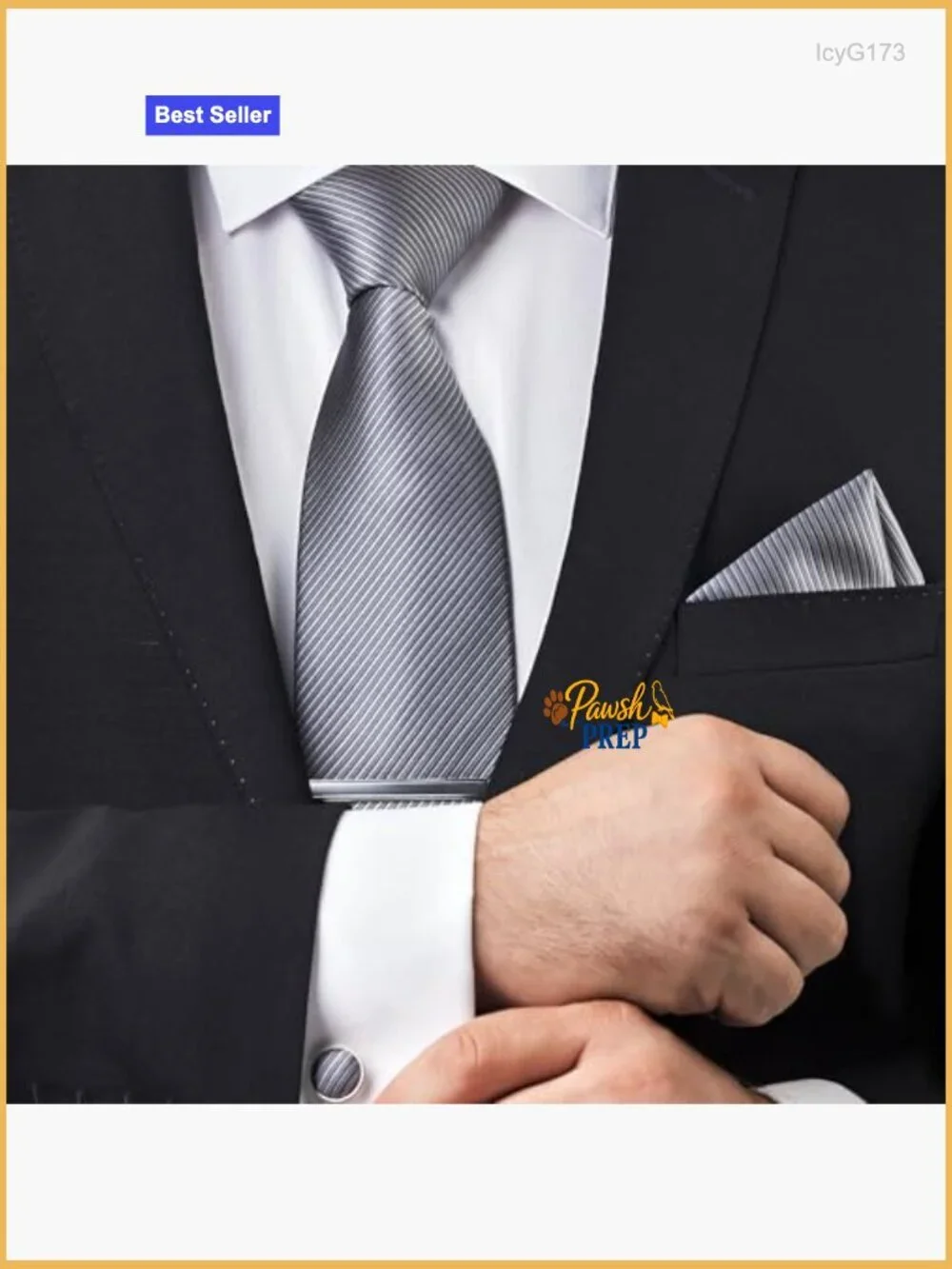 Premium Men's Tie Set with Pocket Squares, Cufflinks & Tie Clips
